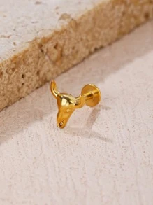 1 peça Brinco gado cabeça - Ouro amarelo - Visão 1