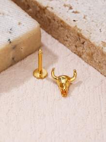 1 peça Brinco gado cabeça - Ouro amarelo - Visão 2