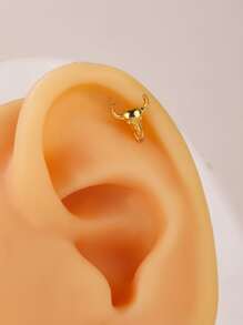 1 peça Brinco gado cabeça - Ouro amarelo - Visão 3