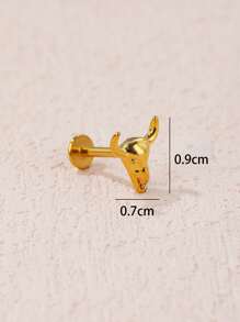 1 peça Brinco gado cabeça - Ouro amarelo - Visão 4