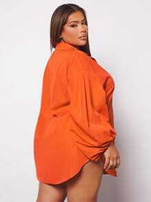 SHEIN SXY Shirt mit Laternenärmeln, gebogenem Saum