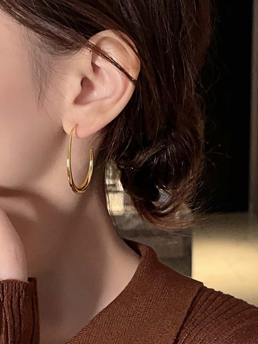 1pair Copper Material Simple Ushaped Hoop Earrings For Women SHEIN USA