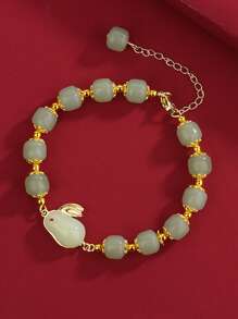 Vòng tay đính cườm trang trí thỏ - Vàng - Xem 1