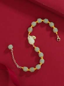 Vòng tay đính cườm trang trí thỏ - Vàng - Xem 2