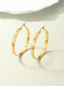 1 對女士簡約風格耳環 - 金黃色 - 查看 1