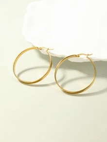 1 對女士簡約風格耳環 - 金黃色 - 查看 2