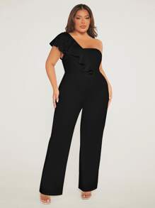 SHEIN SXY Mono de un hombro ribete con fruncido - Negro - Ver 1