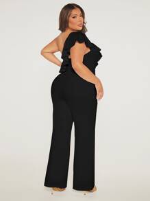 SHEIN SXY Mono de un hombro ribete con fruncido - Negro - Ver 2