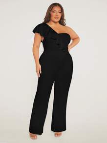 SHEIN SXY Mono de un hombro ribete con fruncido - Negro - Ver 3