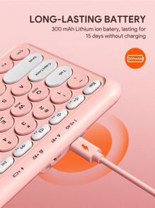 JMMO Wireless Keyboard,2.4GHz USB Wireless Keyboard With Dual Mode Round Keys Keyboard,Support Devices For Windows/Chrome OS/Android/IOS/TV - Pink - View 8