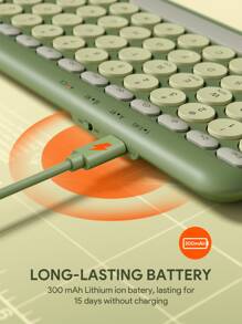 JMMO 无线键盘，2.4GHz USB 无线键盘，带 112 键双模式圆键键盘，支持 Windows/Chrome OS/Android/IOS/Apple 设备圣诞礼物，秋冬必备品 - 綠色 - 查看 8