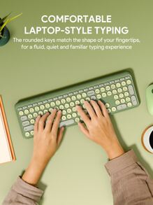 JMMO 无线键盘，2.4GHz USB 无线键盘，带 112 键双模式圆键键盘，支持 Windows/Chrome OS/Android/IOS/Apple 设备圣诞礼物，秋冬必备品 - 綠色 - 查看 6