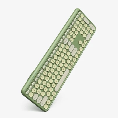 Bàn phím không dây, bàn phím không dây USB 2.4GHz với 112 phím, chế độ kép, phím tròn.