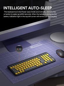 JMMO 无线键盘，2.4GHz USB 无线键盘，带 100 键双模圆键键盘，支持 Windows/Chrome OS/Android/IOS/Apple TV 设备 K205 三区绿色圣诞礼物，秋冬必备品 - 黃色 - 查看 7