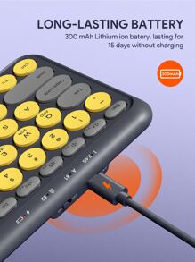 JMMO 无线键盘，2.4GHz USB 无线键盘，带 100 键双模圆键键盘，支持 Windows/Chrome OS/Android/IOS/Apple TV 设备 K205 三区绿色圣诞礼物，秋冬必备品 - 黃色 - 查看 8