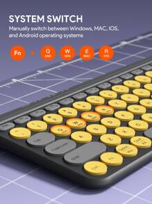 JMMO 无线键盘，2.4GHz USB 无线键盘，带 100 键双模圆键键盘，支持 Windows/Chrome OS/Android/IOS/Apple TV 设备 K205 三区绿色圣诞礼物，秋冬必备品 - 黃色 - 查看 5