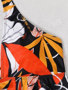 Tropical Print Halter Tankini Summer Beach - Multicolor - View 6