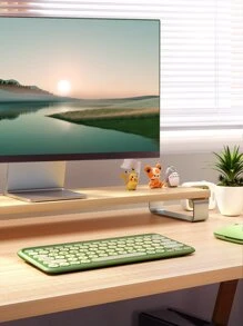 JMMO Wireless Keyboard, 2.4GHz USB Wireless Keyboard With 79-Keys Dual Mode Round Keys, Slim & Lightweight - Green - View 8