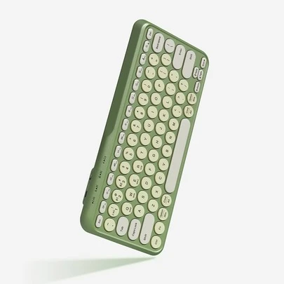 Bàn phím không dây, bàn phím không dây USB 2.4GHz với 79 phím, chế độ kép, phím tròn, mỏng nhẹ.