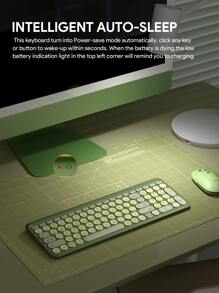 JMMO 无线键盘，2.4GHz USB 无线键盘，带 100 键双模圆键键盘，支持 Windows/Chrome OS/Android/IOS/Apple TV 设备 K205 三区绿色圣诞礼物，秋冬必备品 - 綠色 - 查看 7