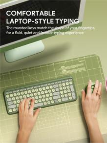 JMMO 无线键盘，2.4GHz USB 无线键盘，带 100 键双模圆键键盘，支持 Windows/Chrome OS/Android/IOS/Apple TV 设备 K205 三区绿色圣诞礼物，秋冬必备品 - 綠色 - 查看 6