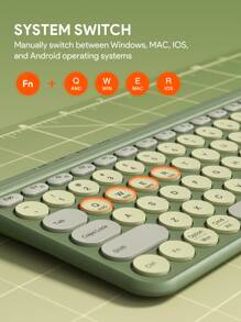 JMMO 无线键盘，2.4GHz USB 无线键盘，带 100 键双模圆键键盘，支持 Windows/Chrome OS/Android/IOS/Apple TV 设备 K205 三区绿色圣诞礼物，秋冬必备品 - 綠色 - 查看 5