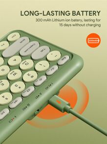 JMMO 无线键盘，2.4GHz USB 无线键盘，带 100 键双模圆键键盘，支持 Windows/Chrome OS/Android/IOS/Apple TV 设备 K205 三区绿色圣诞礼物，秋冬必备品 - 綠色 - 查看 8