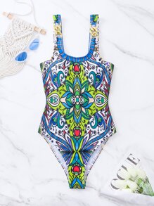 Summer Allover Print One Piece Swimsuit
