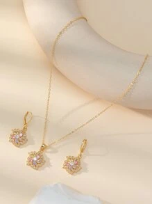 3入組/套水鑽花朵裝飾首飾套裝 - 彩色的 - 查看 2