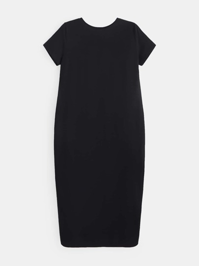 SHEIN BASICS Vestido De Camiseta Con División De Muslo Sólido Para Tallas Grandes
