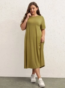 SHEIN BASICS Vestido camiseta unicolor
