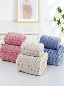 1 PC Thiết Kế Hình Học Khăn Tắm Hoặc Khăn, Khăn Tắm Sợi Nhỏ Hiện Đại Hoặc Khăn Cho Gia Đình - Đỏ - Xem 5