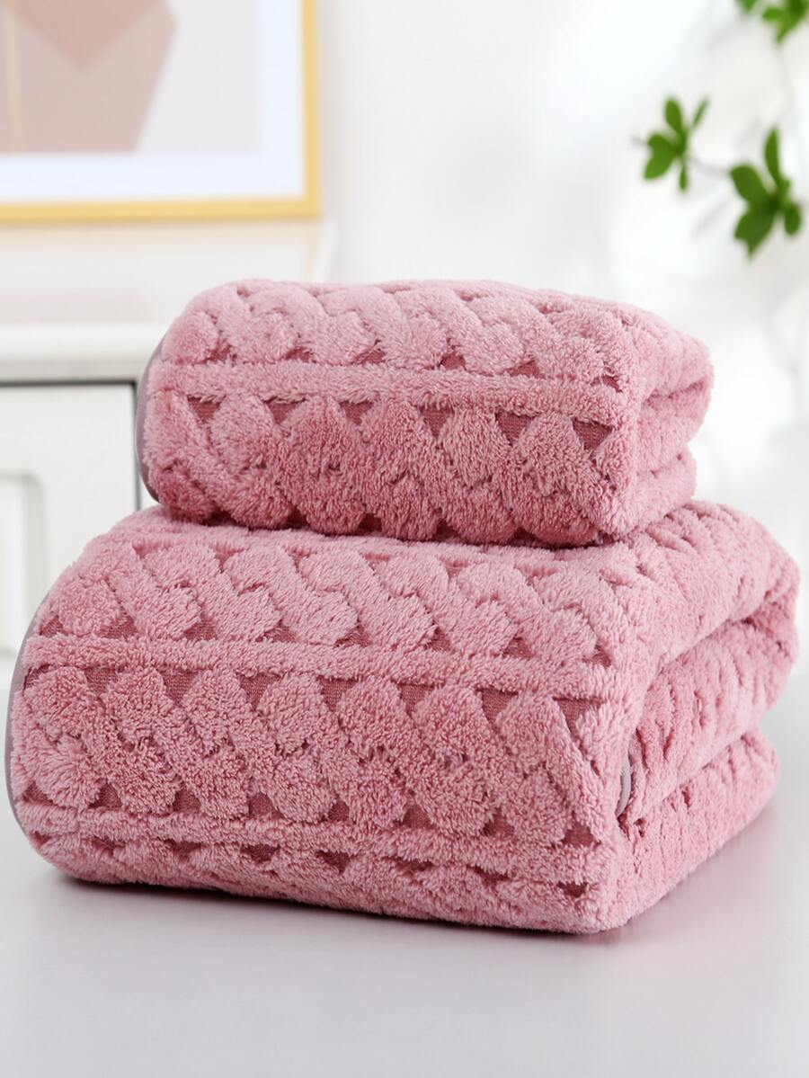 1 PC Thiết Kế Hình Học Khăn Tắm Hoặc Khăn, Khăn Tắm Sợi Nhỏ Hiện Đại Hoặc Khăn Cho Gia Đình - Đỏ - Xem 1