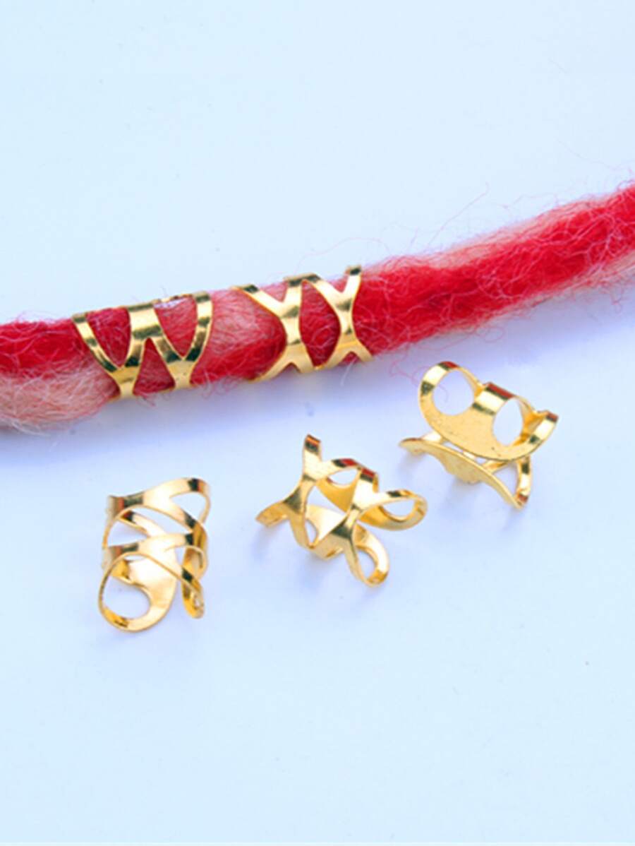 50入組黃金白銀臟辮頭髮珠子彩色髮珠臟辮編織