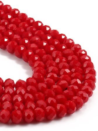 A Strand 3/4/6/8mm Red Color Faceted Crystal Beads Rondelle Loose Spacer Beads For Jewelry Making DIY Bracelets Necklace Earrings Bag Design