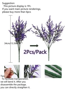 2bunches Plastic Artificial Flower Bouquet, Creative Floral Design Artificial Flower Bundle For Home - Purple - View 4