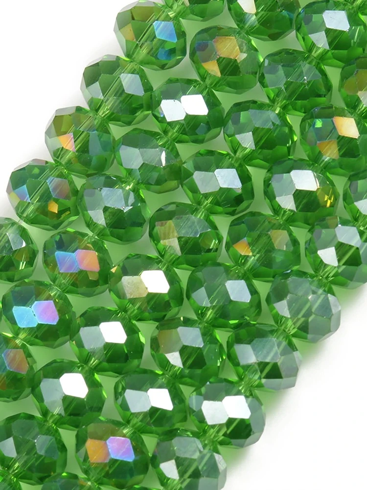 A Strand 3/4/6/8mm Faceted AB Green Color Glass Austria Crystal Beads Rondelle Loose Spacer Beads For Jewelry Making DIY Bracelets Necklace Earrings Bag Design