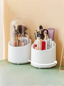 1pc Makeup Brush Storage Box - White - View 1