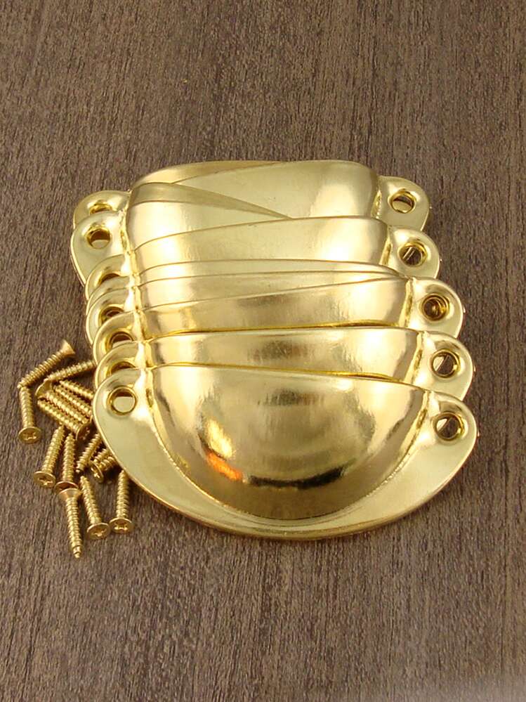 10pcs Plain Drawer Handle, Simple Yellow Iron Drawer Handle For Household - Yellow - View 1