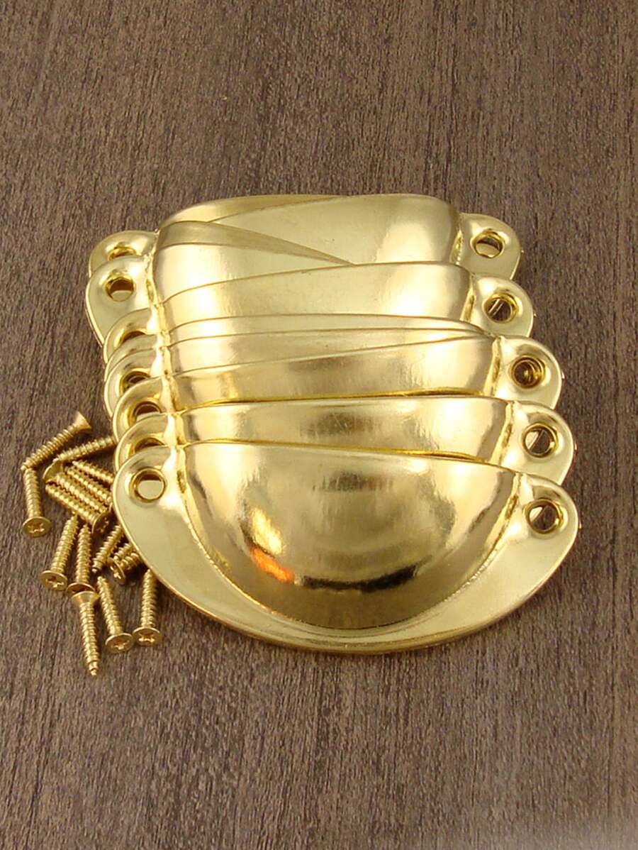 10pcs Plain Drawer Handle, Simple Yellow Iron Drawer Handle For Household - Yellow - View 1