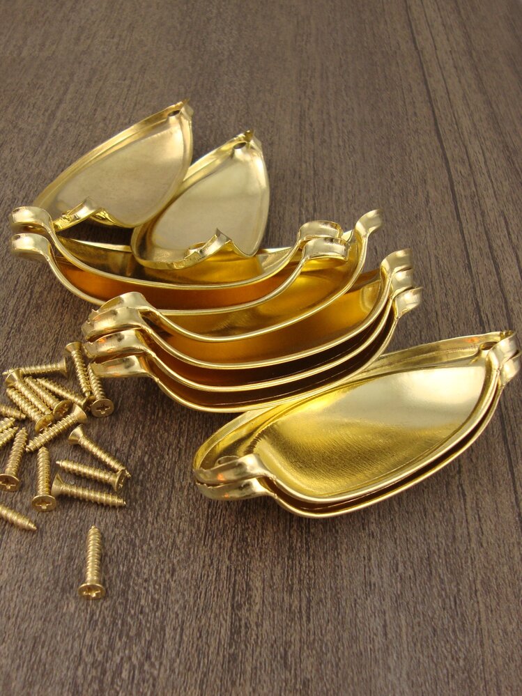 10pcs Plain Drawer Handle, Simple Yellow Iron Drawer Handle For Household - Yellow - View 4