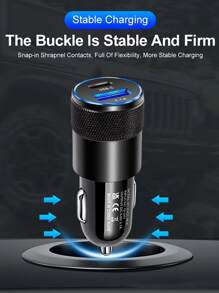 1pc Multifunctional Car Charger - Black - View 3