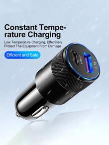 1pc Multifunctional Car Charger - Black - View 5