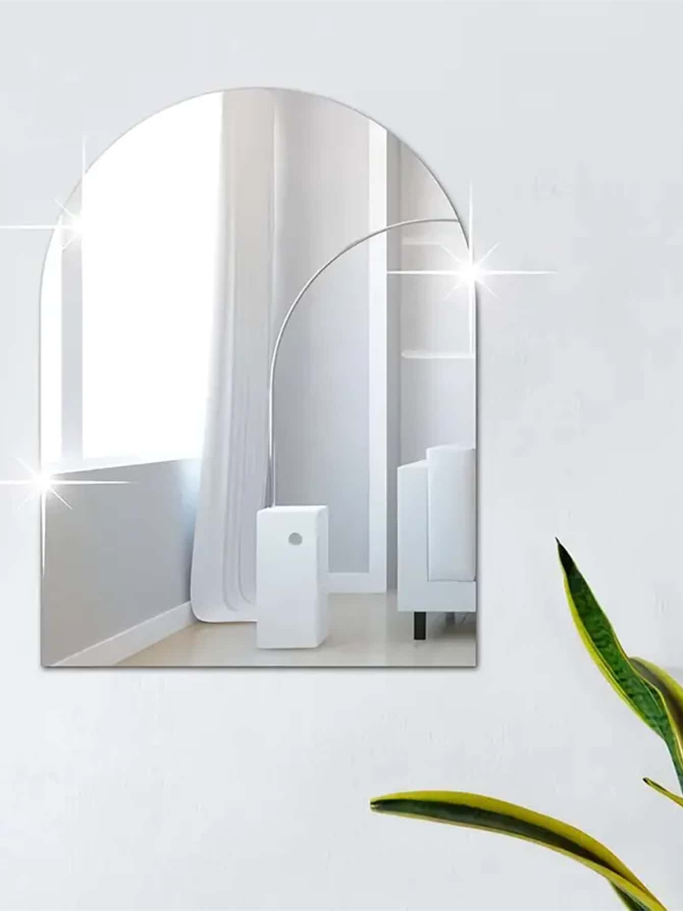 1 pieza Pegatina de espejo acrílico de 20*30cm para decoración del hogar (autoadhesiva, para dormitorio, baño, etc., no es un espejo real) Mejor regalo - Plateado - Ver 1