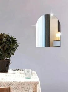 1 pieza Pegatina de espejo acrílico de 20*30cm para decoración del hogar (autoadhesiva, para dormitorio, baño, etc., no es un espejo real) Mejor regalo - Plateado - Ver 3