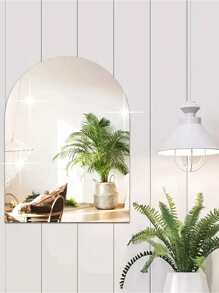 1 pieza Pegatina de espejo acrílico de 20*30cm para decoración del hogar (autoadhesiva, para dormitorio, baño, etc., no es un espejo real) Mejor regalo - Plateado - Ver 4