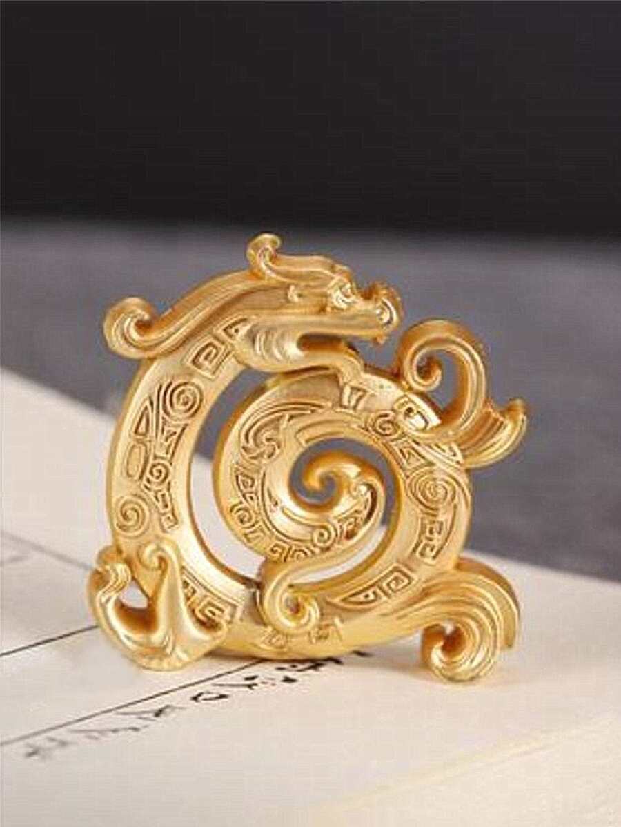 1 pieza Decoración con diseño de dragón - Dorado - Ver 1
