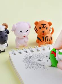 6pcs Animal Shaped Random Eraser, Creative Portable Eraser For Student - Multicolor - View 2