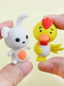 6pcs Animal Shaped Random Eraser, Creative Portable Eraser For Student - Multicolor - View 5