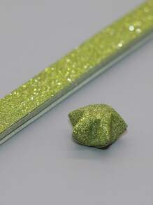 20pcs Solid Color Glitter Star Paper Strip, Simple East To Use Star Origami Paper For Children, Student Handmade - Green - View 1
